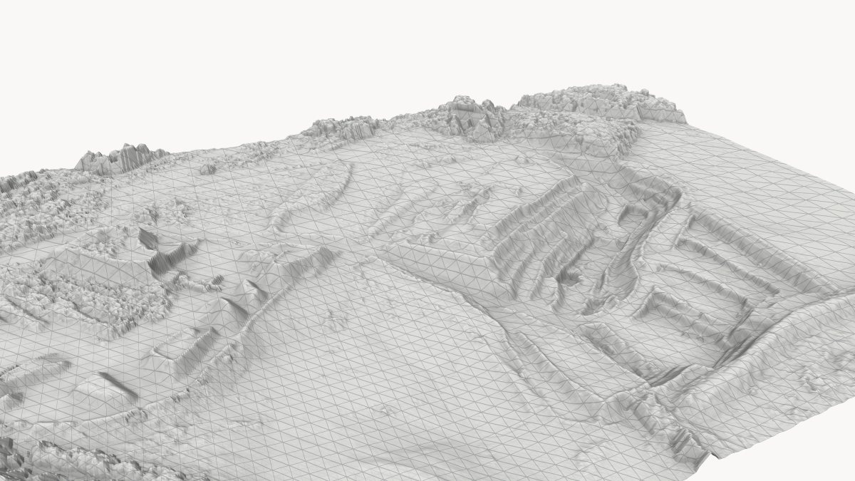 3D mesh of a quarry: surface triangulated from the point cloud
