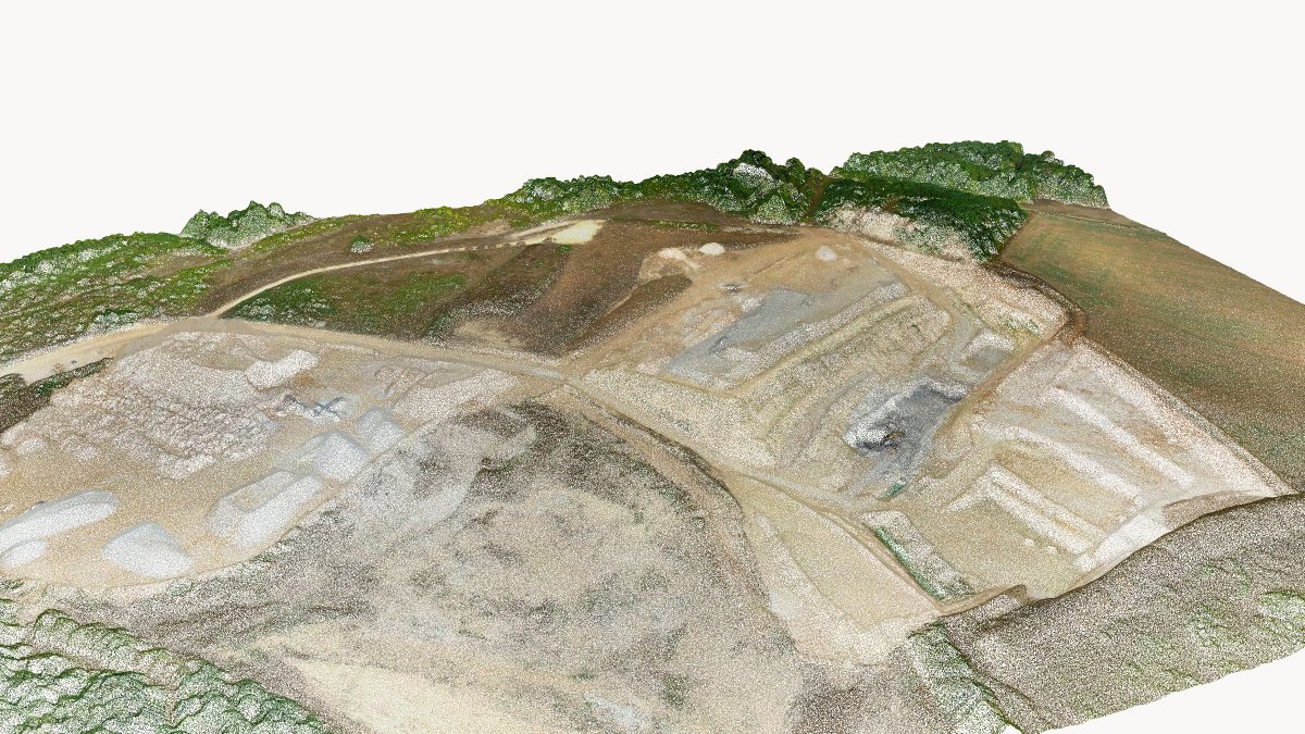Dense point cloud of a quarry, computed by photogrammetry from drone photos